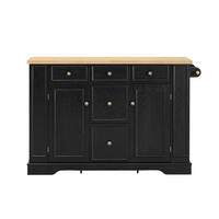 KÜCHENINSEL 130,5/40-65/92 cm schwarz mit klappbarer Arbeitsplatte und Ladestation - Schwarz, Holzwerkstoff (130.5/92/65cm) - OKWISH