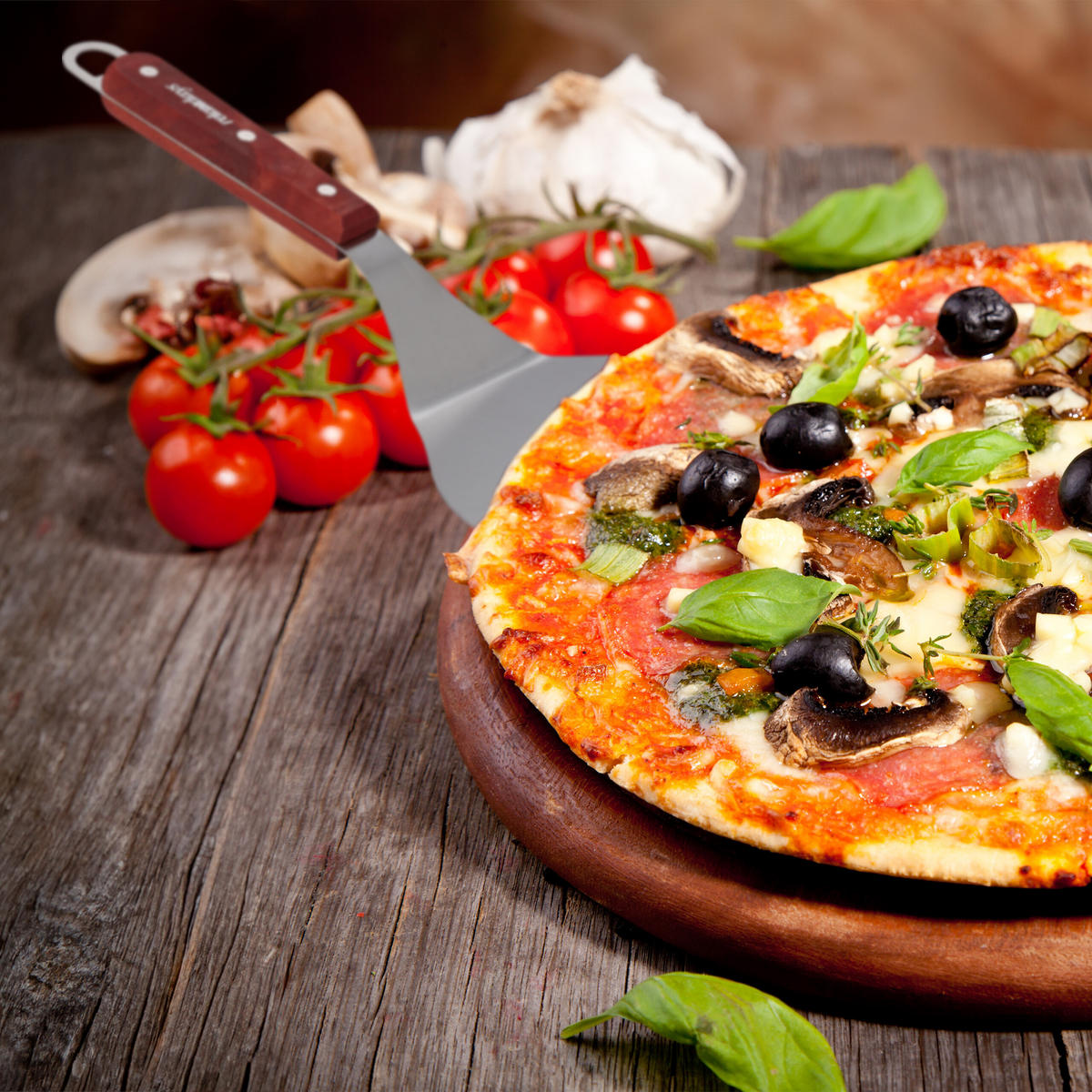 PIZZASCHIEBER - Silberfarben, Holzwerkstoff/Metall (16.5/8.5/36cm) - Relaxdays