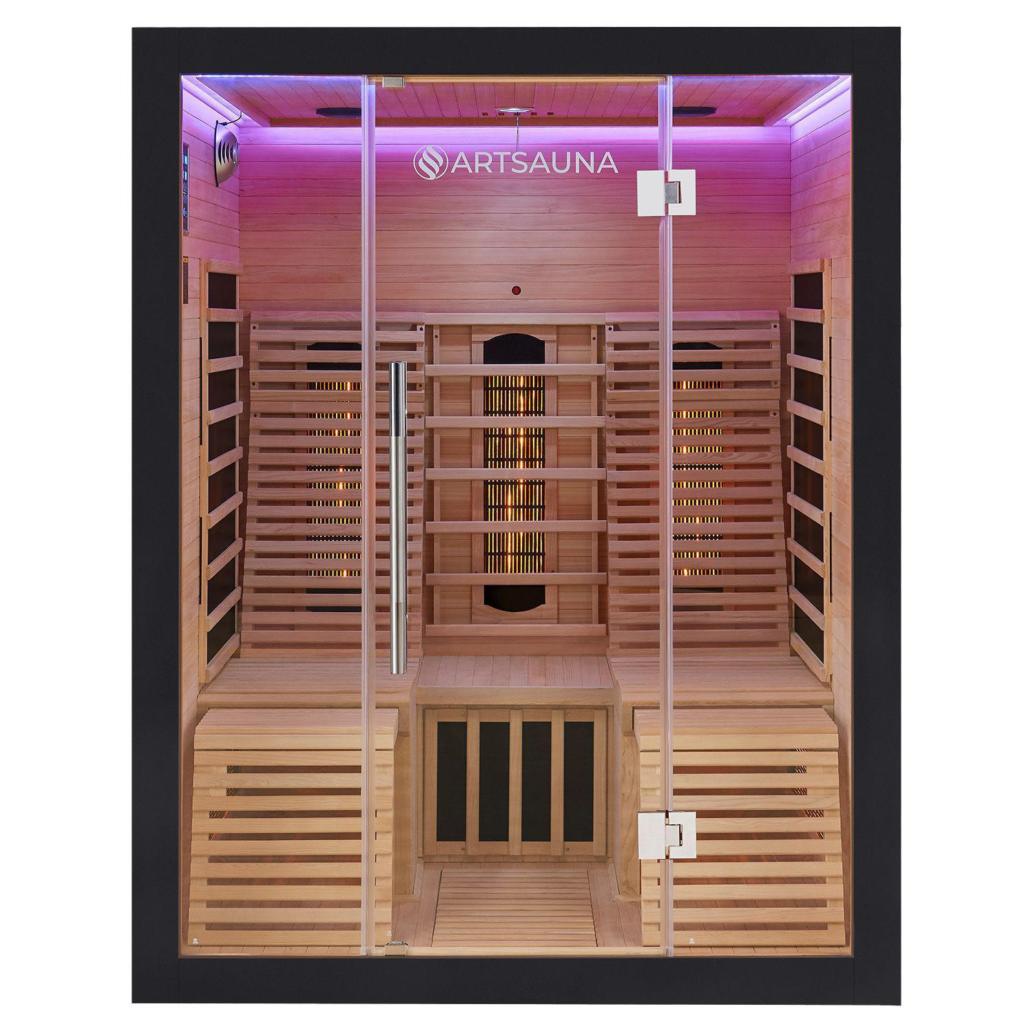 INFRAROTKABINE Helsinki 150 schwarz mit Dual Technologie & LED - Schwarz, Holz (150/190/150cm) - Artsauna