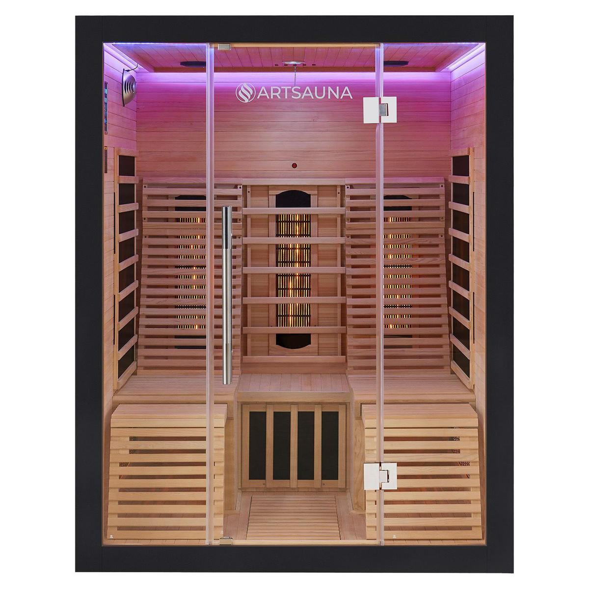 INFRAROTKABINE Helsinki 150 schwarz mit Dual Technologie & LED - Schwarz, Holz (150/190/150cm) - Artsauna