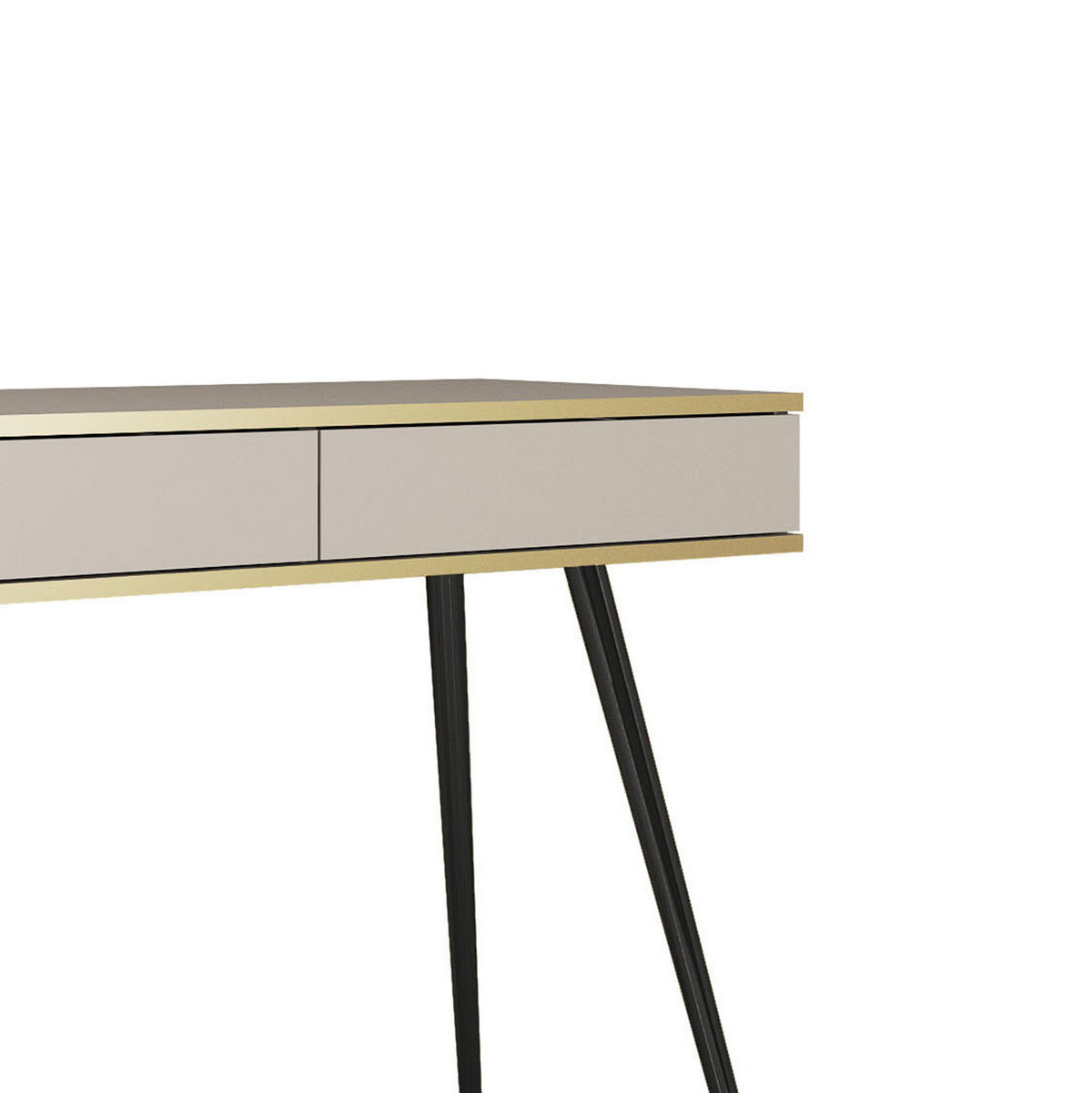 SCHMINKTISCH Beige - T-102, Hochglanz, Schubladen Push-to-Open 102x50x80 cm Beige/Schwarz - Beige/Schwarz, Holzwerkstoff/Kunststoff (50/102/80cm) - DomoHome
