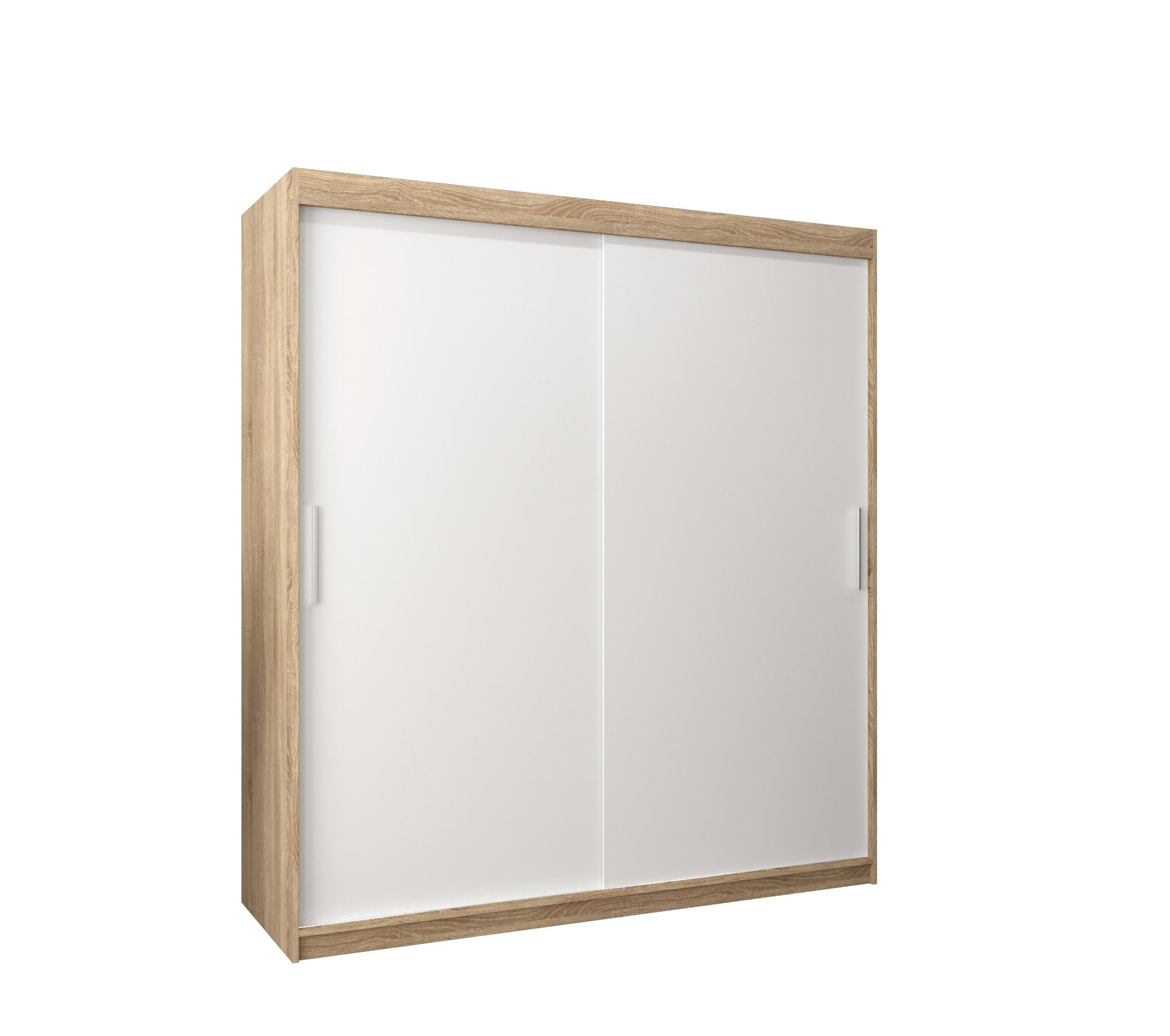 SCHWEBETÜRENSCHRANK 200/180/62 2-türig - Silberfarben/Weiß, Holz/Kunststoff (180/200/62cm) - Abiks Möbel