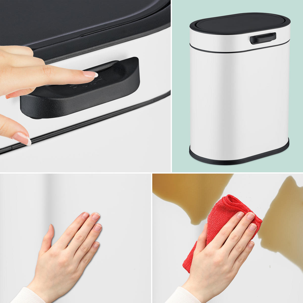 MÜLLEIMER - Weiß, Kunststoff/Metall (24/29.5/19.5cm) - Relaxdays