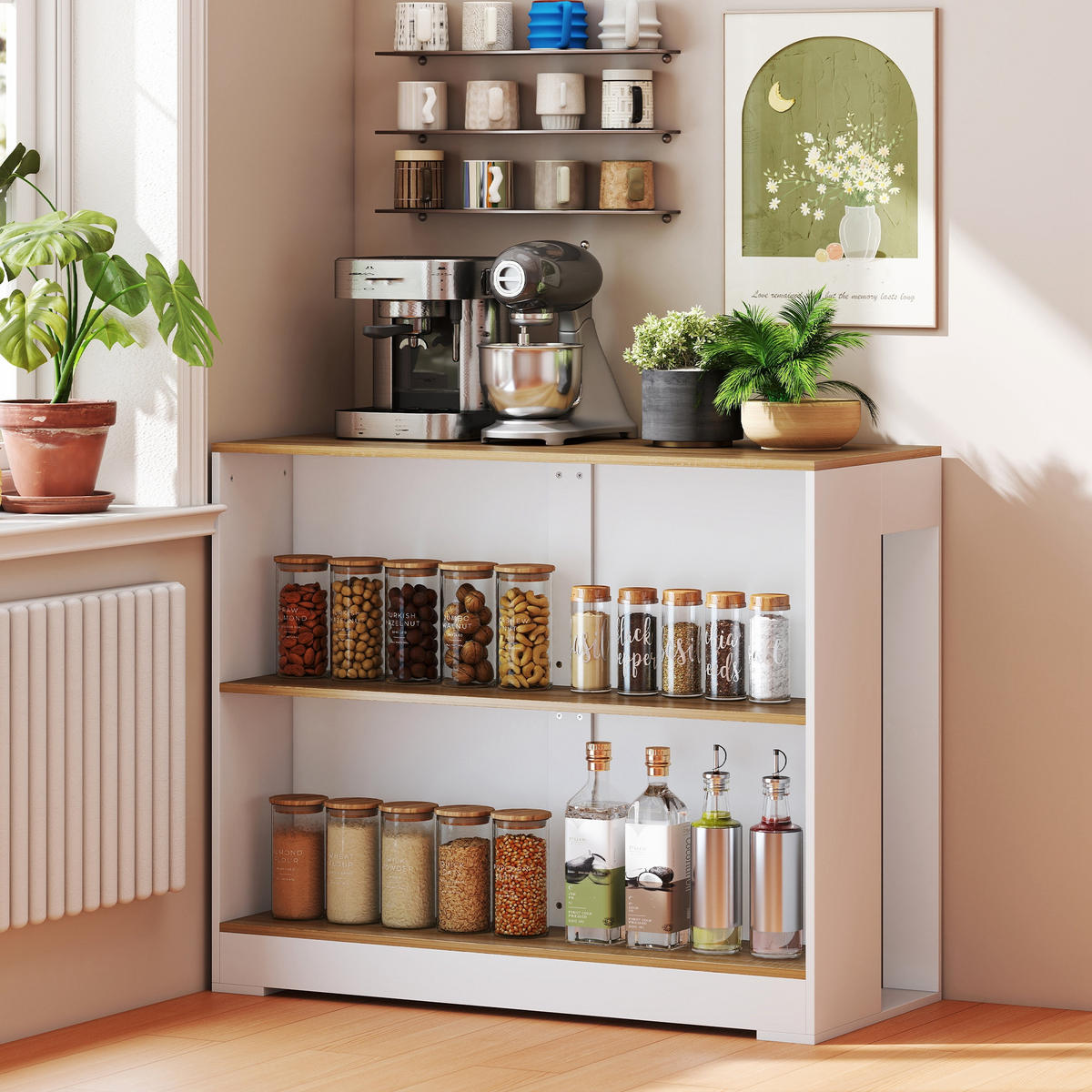 BARTISCH DE-14798 3-stufig mit 2 offenen Fächern Weiß/Holzoptik - Weiß, Holzwerkstoff (113/60/90cm) - ComfortXL