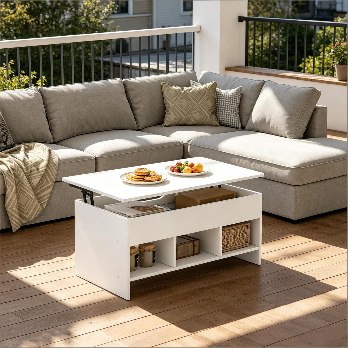 COUCHTISCH Weiß 96/51/45 cm - Weiß, Metall (51/96/45cm) - PANGIVO