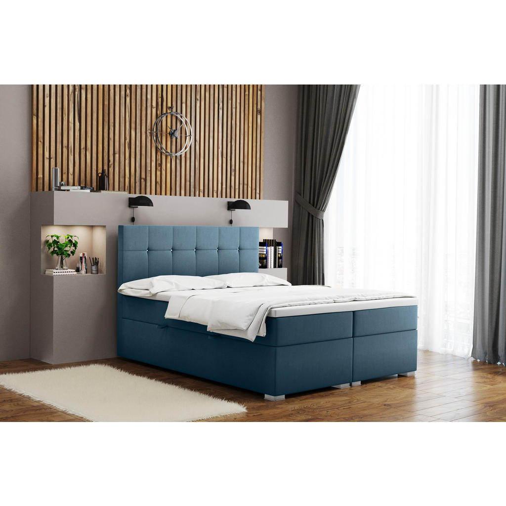 Thumbnail - Kaiser Möbel Boxbett, Hellblau, Textil, 2 Schubladen, H2, Höhe ca. 20 cm, einzeln stellbar,Rechteckig, Rollen, 120x200 c...
