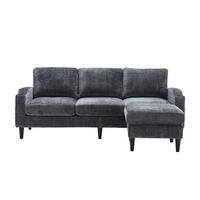 ECKSOFA 163/121/66 cm Grau mit 1 Aufbewahrungshocker, Aufbewahrungstasche und Getränkehalter - Grau, Textil (196.5/75cm) - Oxeza
