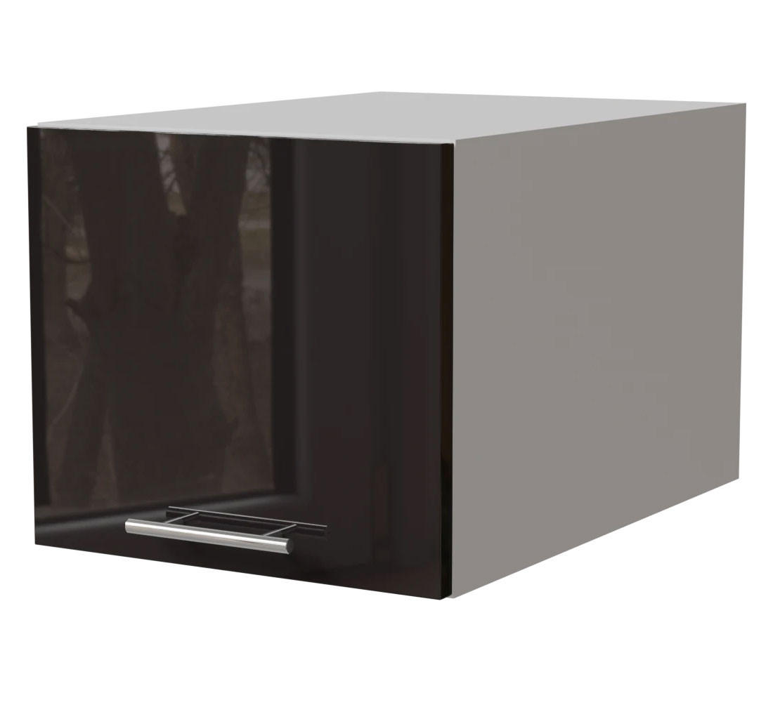Feldmann-Wohnen Aufsatzschrank Schwarz Hochglanz, Weiß 40x59x36 cm