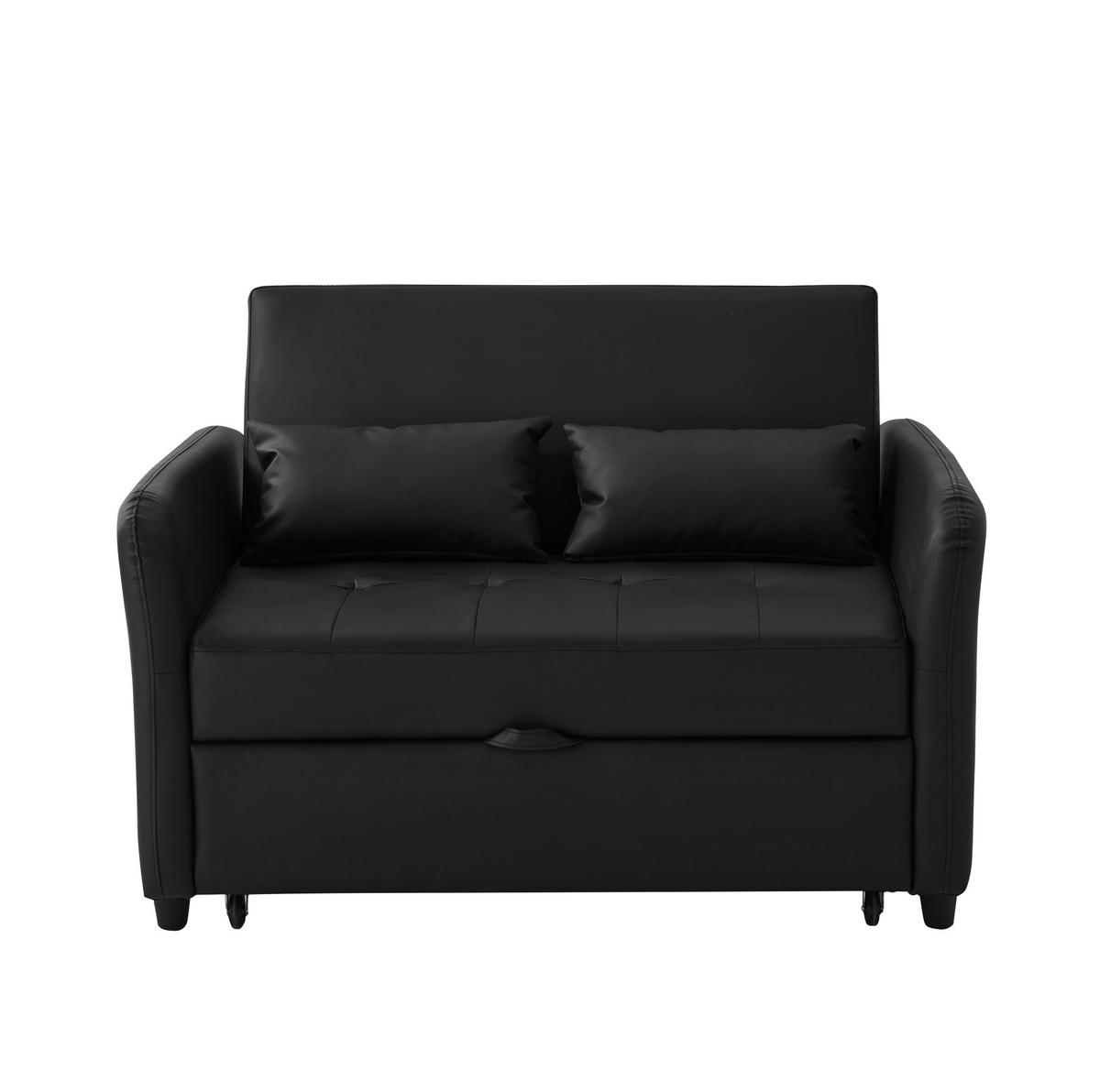 SCHLAFSOFA aus PU 156x100 cm Antikschwarz mit Ausziehfunktion und 3-fach verstellbarer Rückenlehne - Schwarz, Kunststoff (83/82/122cm) - Modfu
