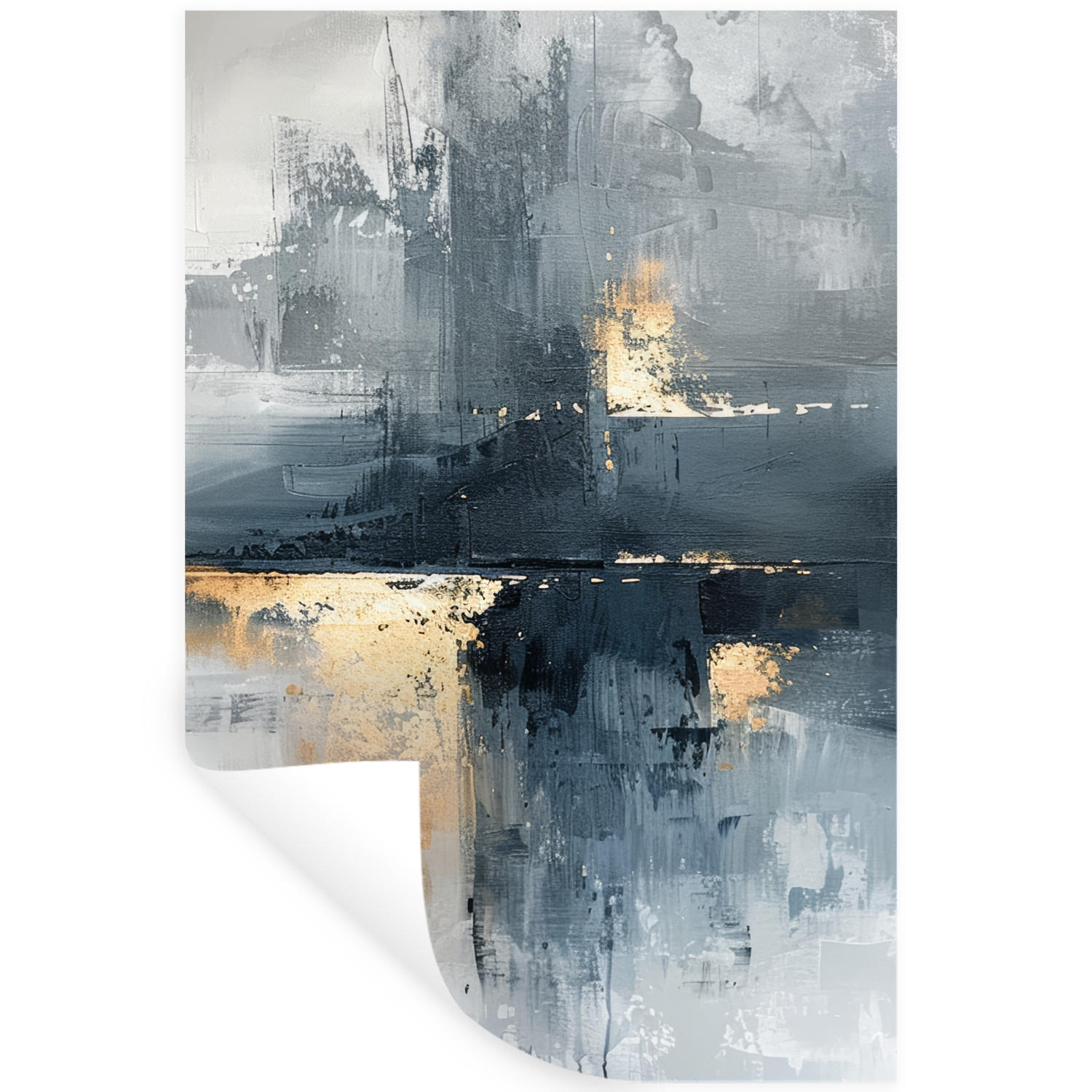 MuchoWow SAMOLEPKA NA ZEĎ Umění - šedá - zlatá - abstraktní 40x60 cm