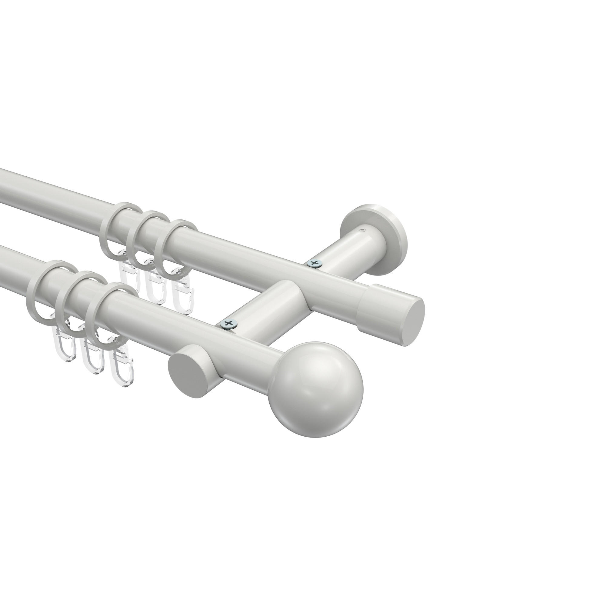 GARDINENSTANGE Platon Luino 160 cm, 2-läufig, 20 mm Ø Weiß - Weiß, Metall (160cm) - INTERDECO