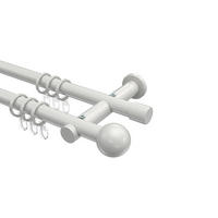 GARDINENSTANGEN-SET Platon Luino 160 cm, 2-läufig, 20 mm Ø Weiß - Weiß, Metall (160cm) - INTERDECO