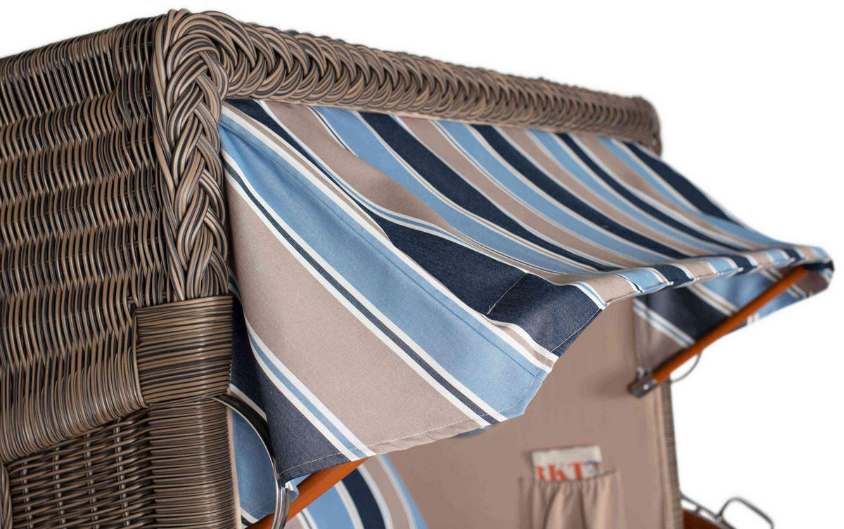 STRANDKORB 2-Sitzer Düne Mahagoni 580 - Blau/Braun, Holz (125/170/80cm) - Mr. Deko