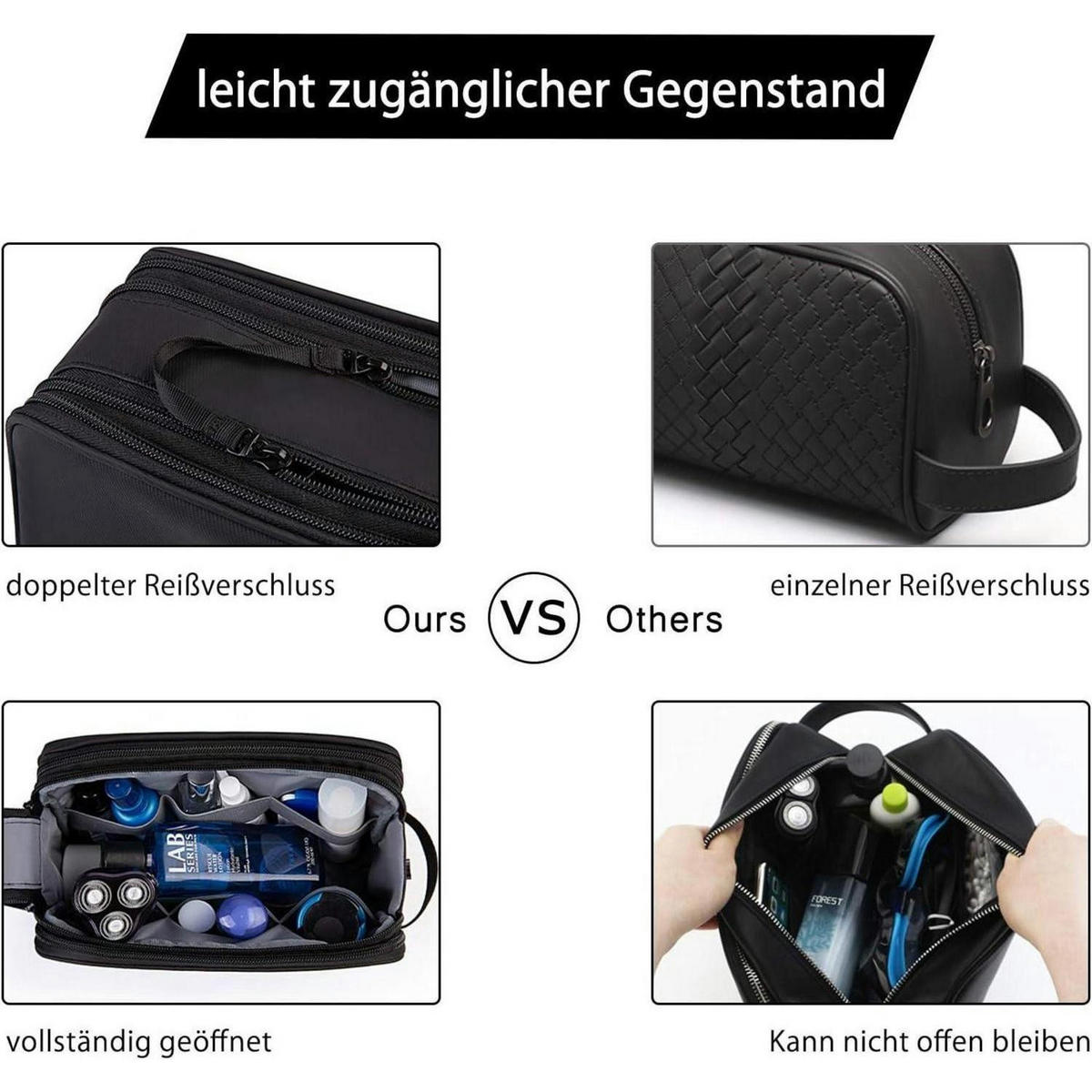 KULTURTASCHE Schwarz 25 x 14 x 15 cm - Schwarz, Kunststoff (13/16/26cm)