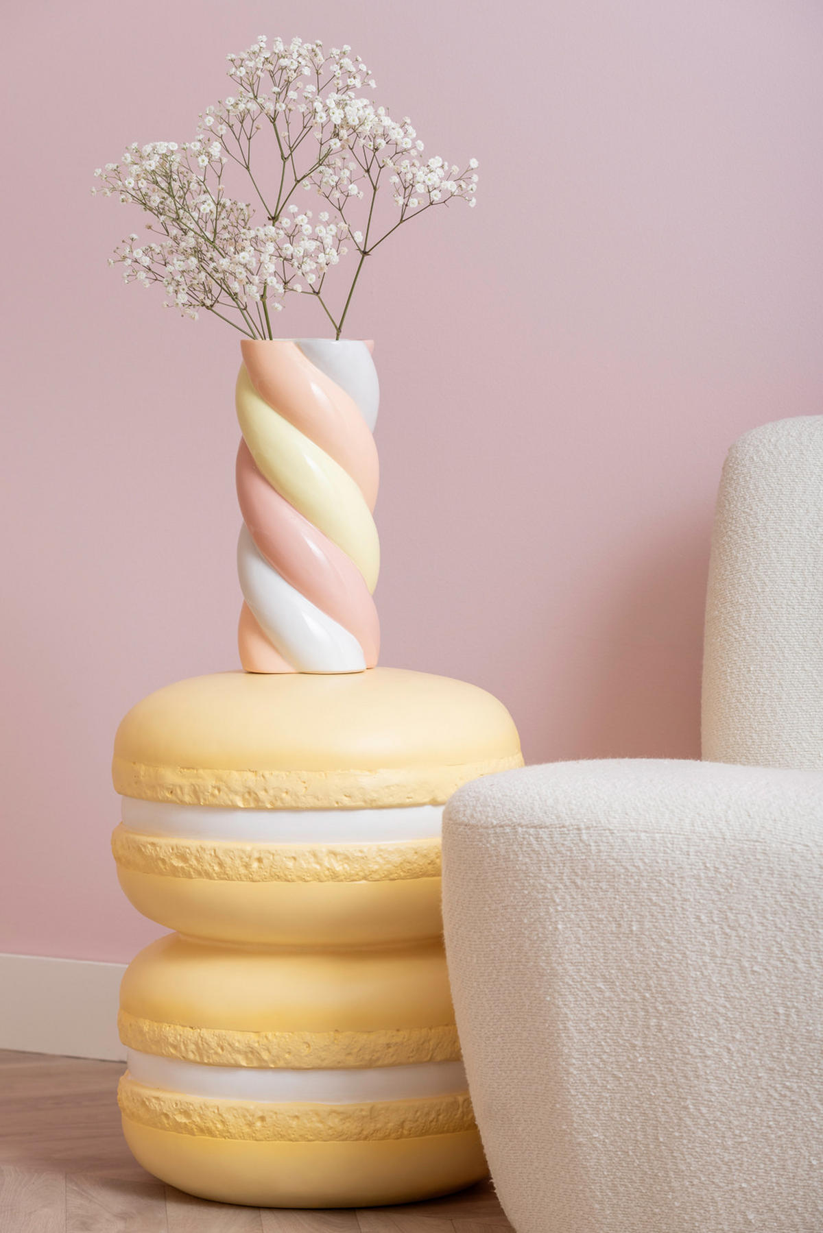 HOCKER Macaron 38/38/47 cm - Gelb, Kunststoff (38/47/38cm) - Leitmotiv