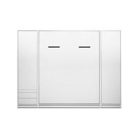 SCHRANKBETT vertikal GN 160x200 mit 2 Schränken & LED-Beleuchtung - Weiß matt - 3-tlg. - Schwarz/Weiß, Holz/Holzwerkstoff (160/200cm) - QMM TraumMöbel