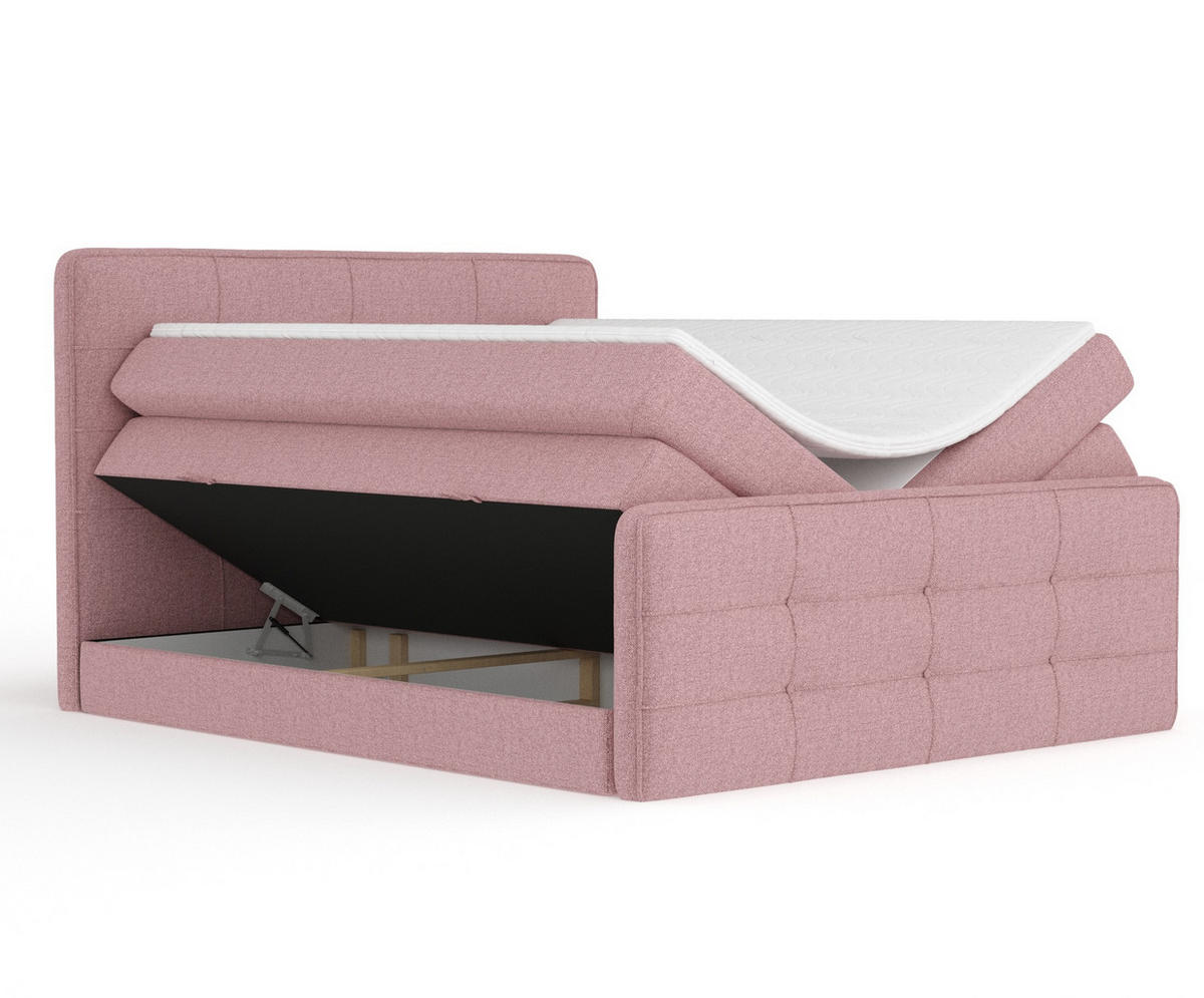 BOXSPRINGBETT Semplice Rosa 140/200 cm - Schwarz/Rosa, Holz/Holzwerkstoff (140/200cm) - Maison de Reve