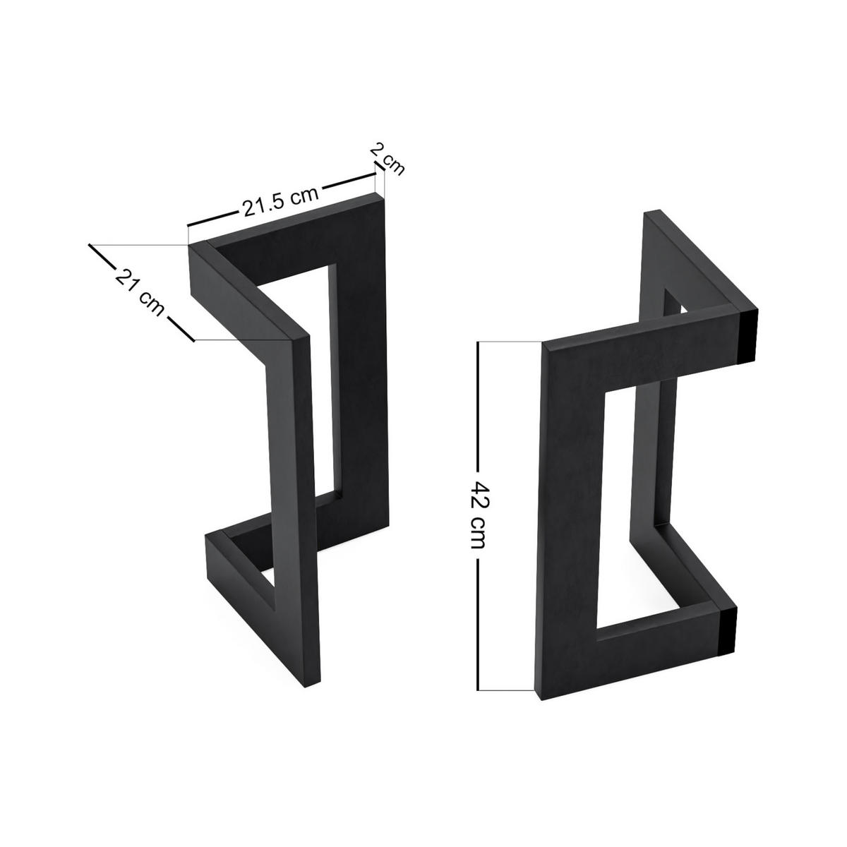 TISCHGESTELL-SET 2 TLG. Kaskinen - Schwarz, Metall (21.5/42/21cm) - [en.casa]