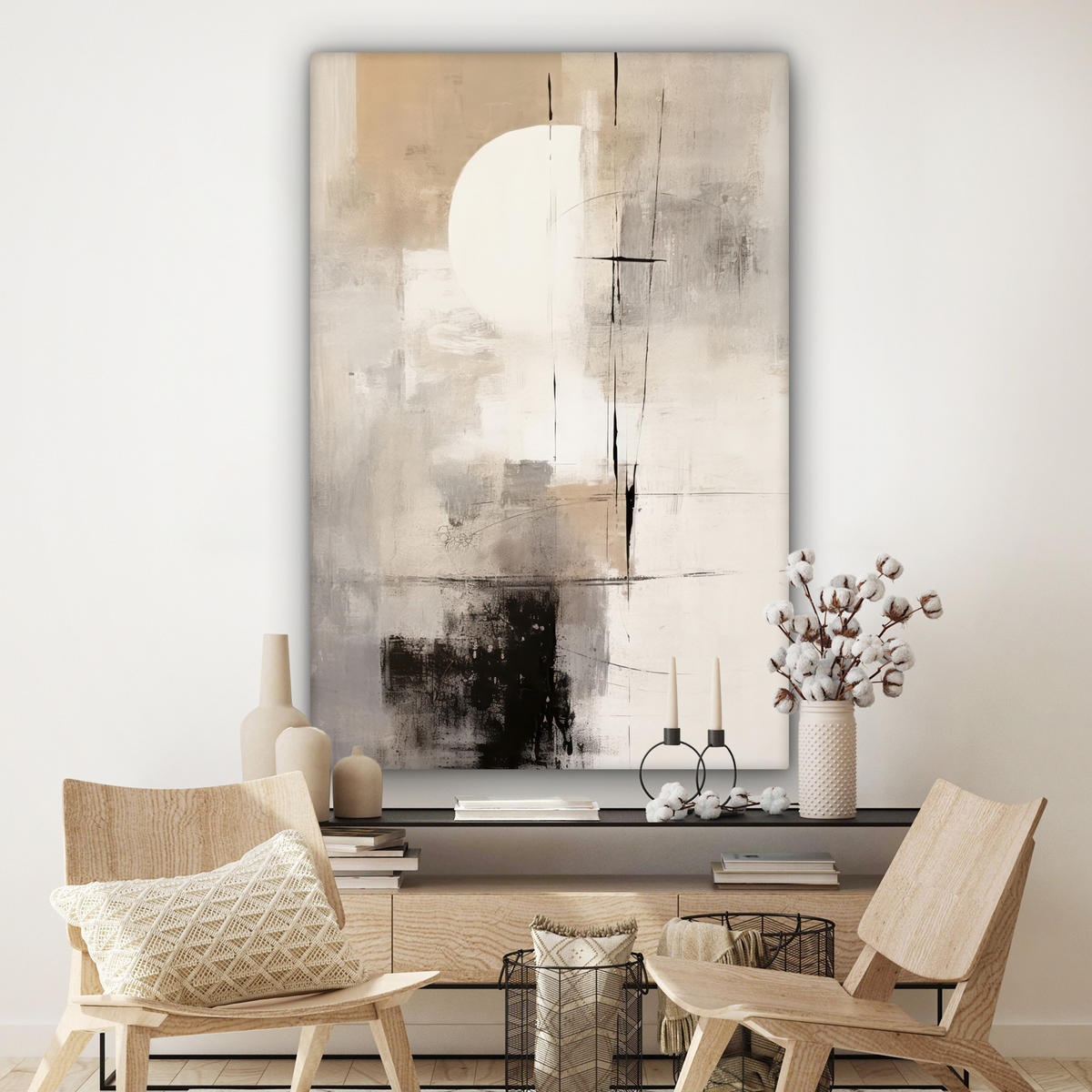 LEINWANDBILD Abstrakt - Kunst - Grau Deko Groß 90x140 cm - Hellgrau, Textil (90/140cm) - MuchoWow