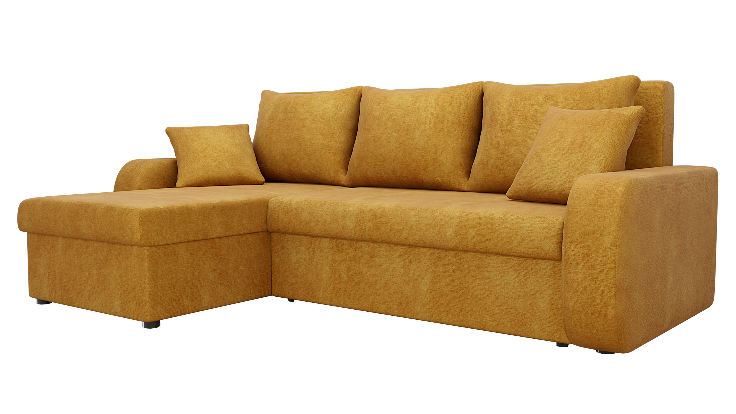ECKSOFA Kris Lux - Currygelb/Schwarz, Holz/Kunststoff (238/147cm) - MIRJAN24