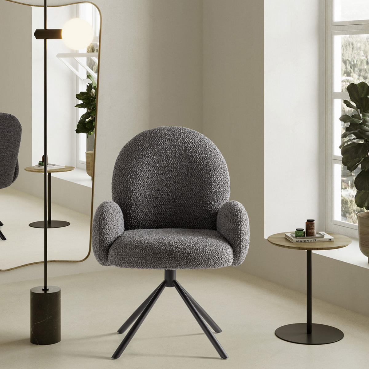 ESSZIMMERSTUHL Dario Grau 65/60/50 cm - Dunkelgrau, Textil (60/50/65cm) - Drawer