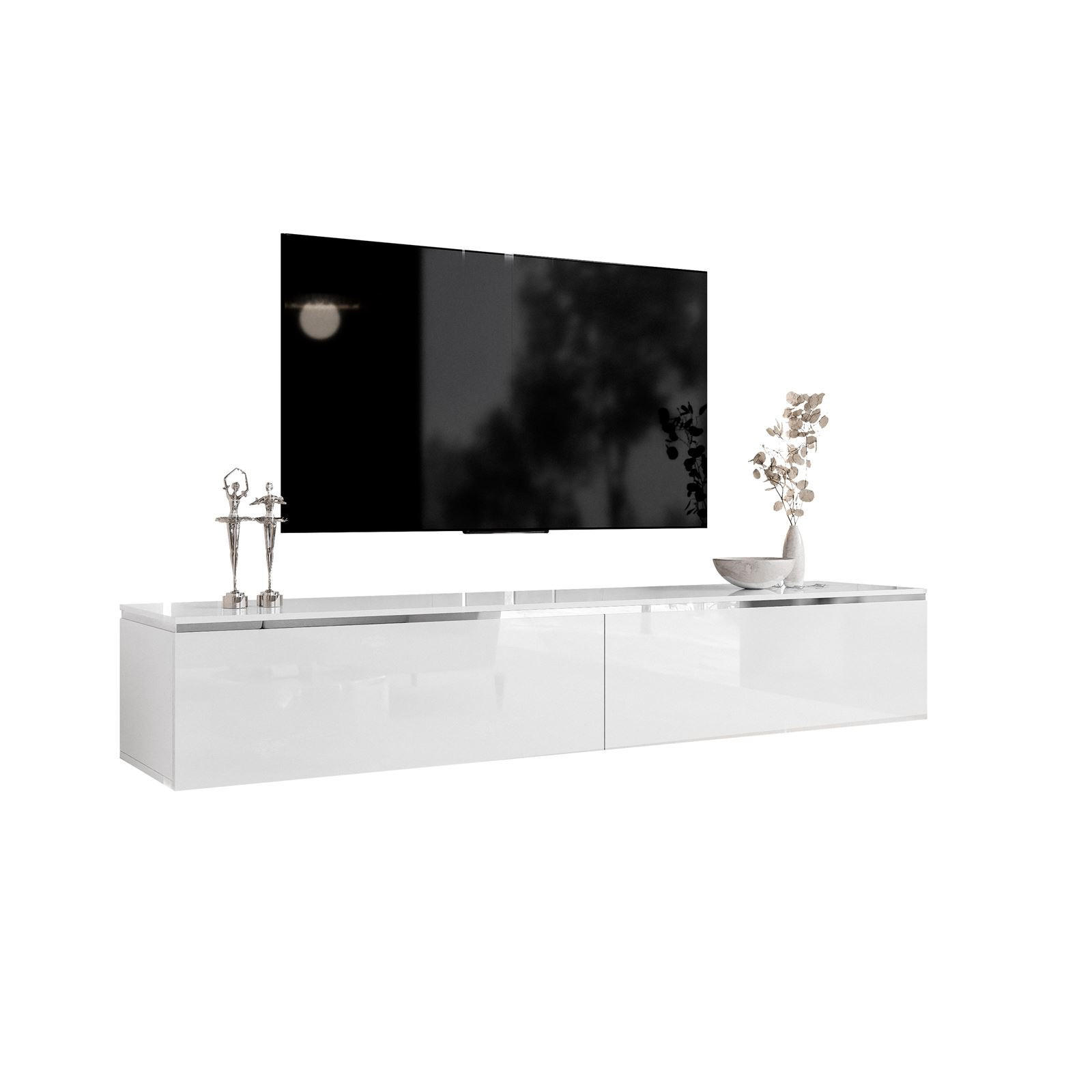 TV-SCHRANK AURORA SILVER 180 cm – hängend - Weiß Hochglanz, Holzwerkstoff (180/32/40cm) - Lookway