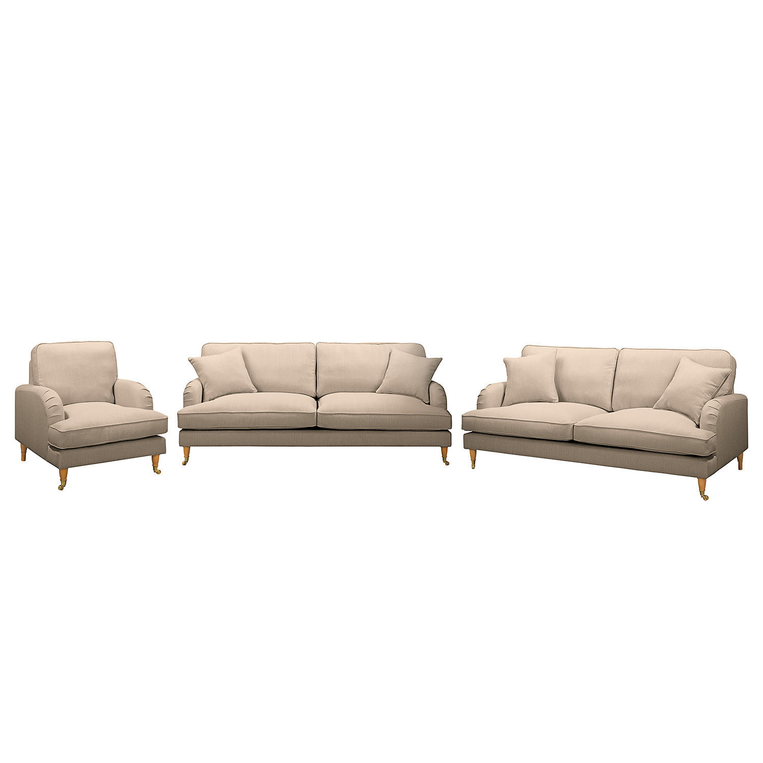 POLSTERGARNITUR (3-2-1) - Webstoff - Cappuccino, Textil (211/85/96cm) - home24