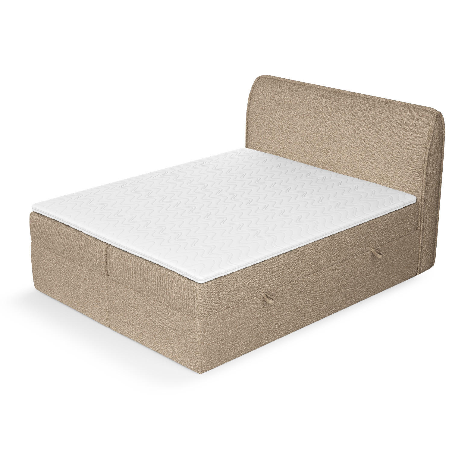 BOXBETT Organic Dunkelbeige 180/200 cm mit Bonellmatratze und Topper - Beige/Schwarz, Holz/Holzwerkstoff (180/200cm) - Maison de Reve