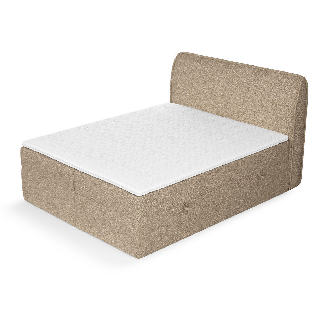 BOXBETT Organic Dunkelbeige 180/200 cm mit Bonellmatratze und Topper - Beige/Schwarz, Holz/Holzwerkstoff (180/200cm) - Maison de Reve