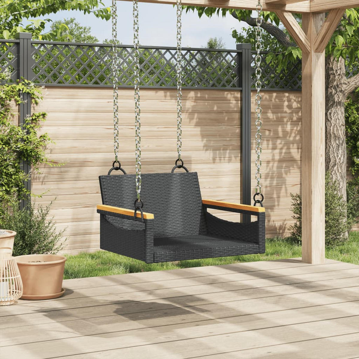 HÄNGESESSEL Schwarz 63x62x40 cm Poly Rattan - Schwarz, Kunststoff (63/40/62cm) - furnicato