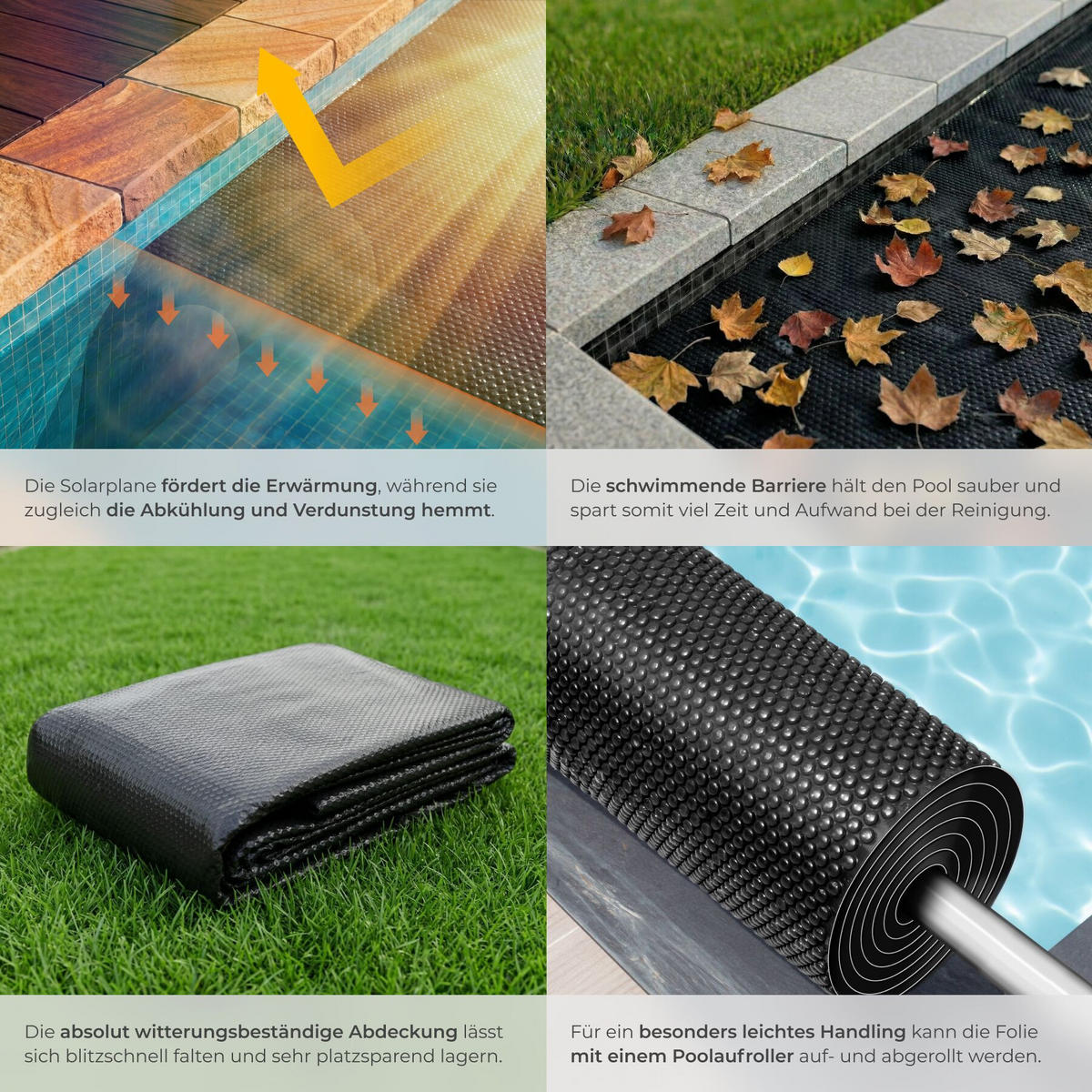 POOL-SOLARFOLIE , 160 x 260 cm, schwarz - Schwarz, Kunststoff (260/160cm) - tectake