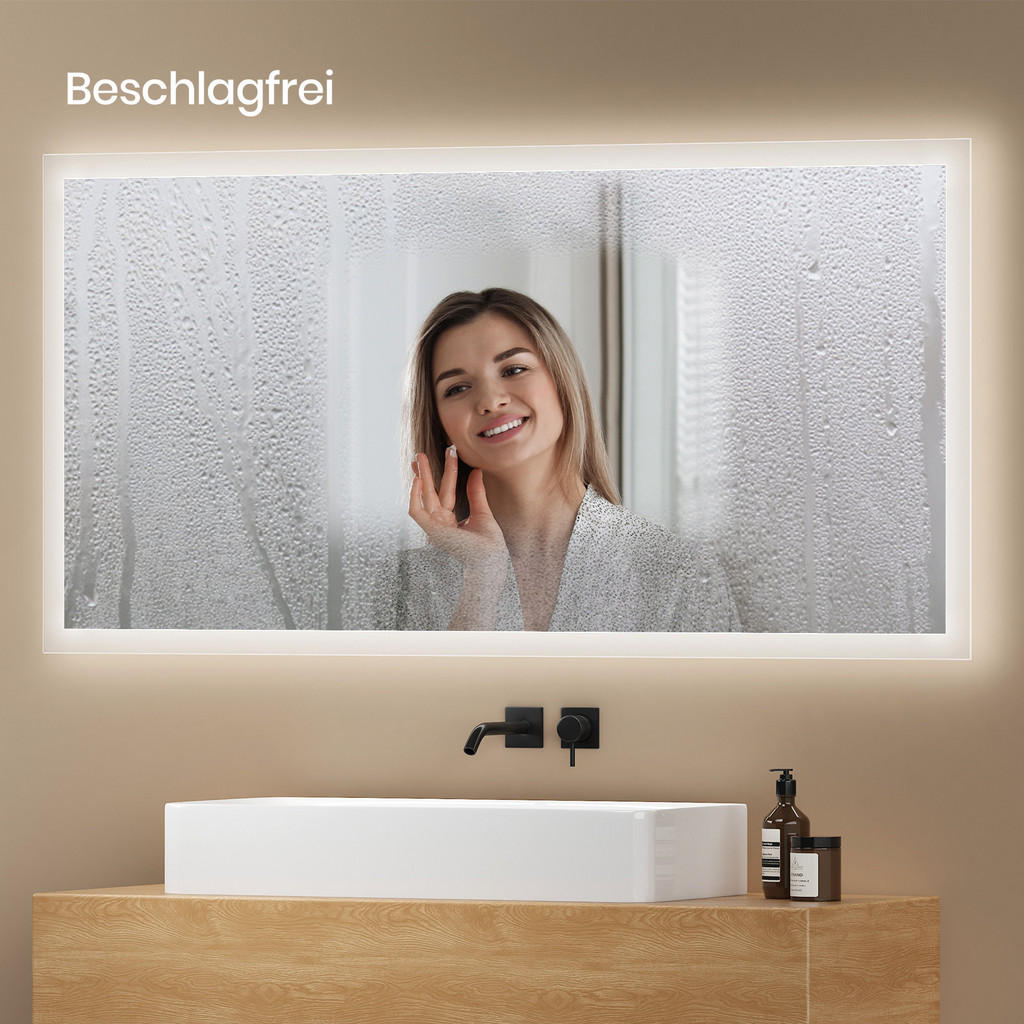 Thumbnail - Emke Badspiegel, Transparent, Glas, Rechteckig, 60x120x3.5 cm, CE, Badezimmer, Badezimmerspiegel, Badspiegel