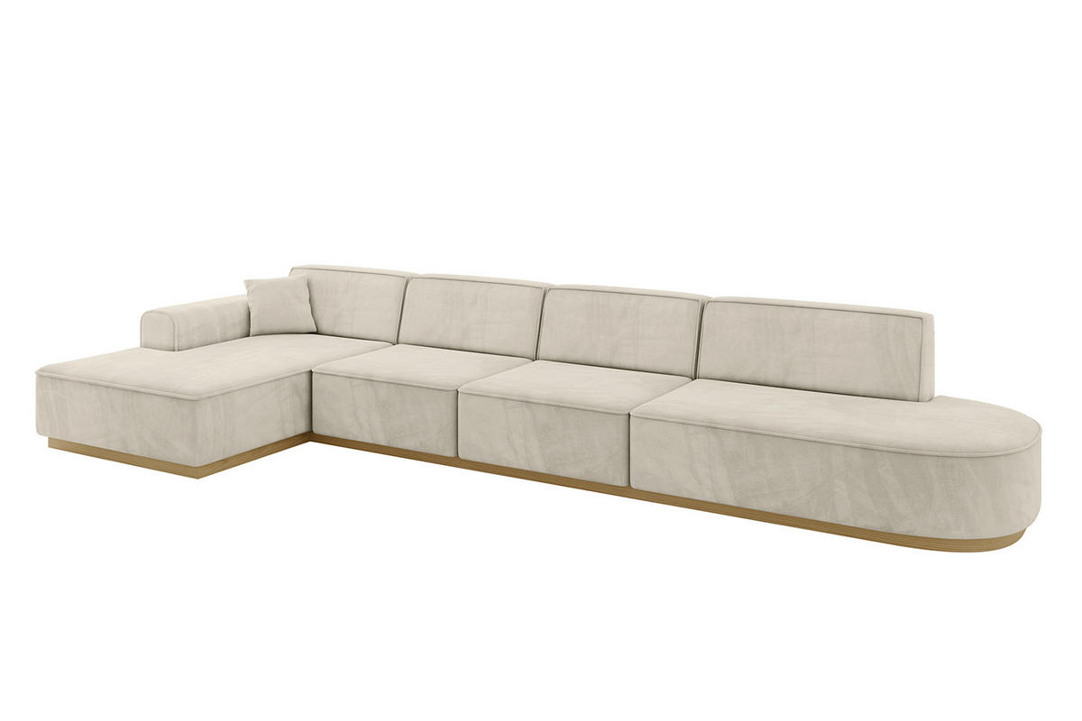 ECKSOFA Ottomane Links IREA-L3-v2 - 413x171x83 cm Dunkelgrau - Ecru, Holzwerkstoff/Textil (413/171cm) - ALTDECOR