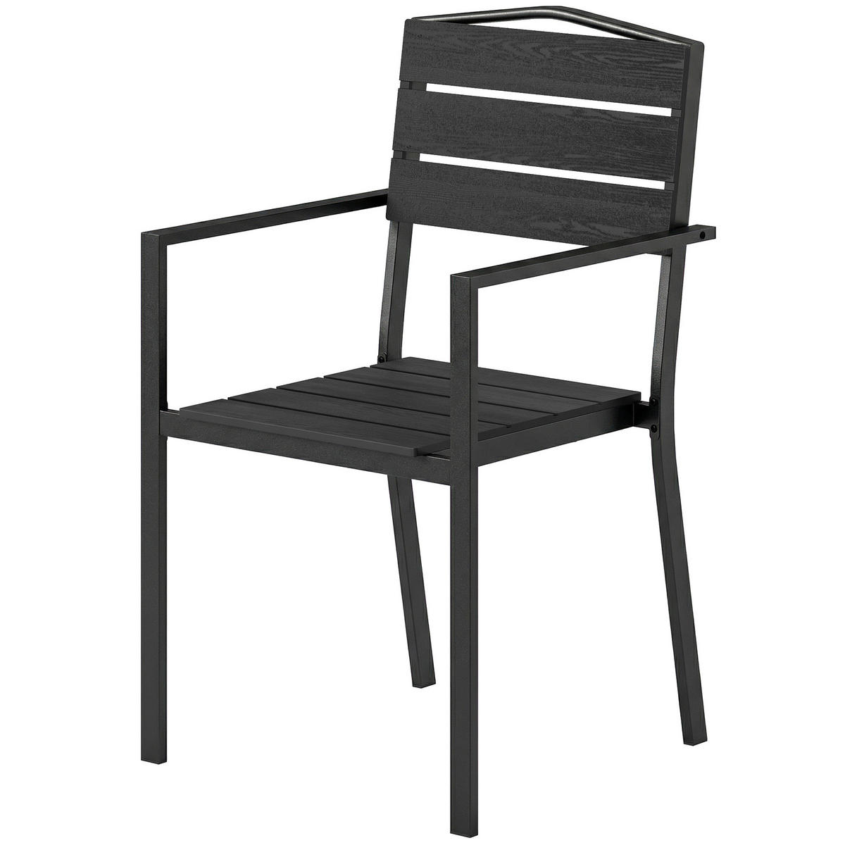 GARTENSTÜHLE 4er Set Stapelbare Terrassenstühle mit Lamelldesign Armlehnen 52 x 51 x 90 cm Schwarz - Schwarz, Metall (52/90/51cm)
