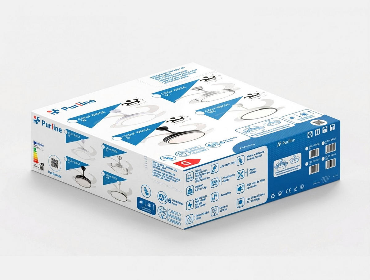 LED-DECKENLAMPE Plata mit integriertem Ventilator 60 W - Silberfarben, Kunststoff (45/107/107cm) - Purline