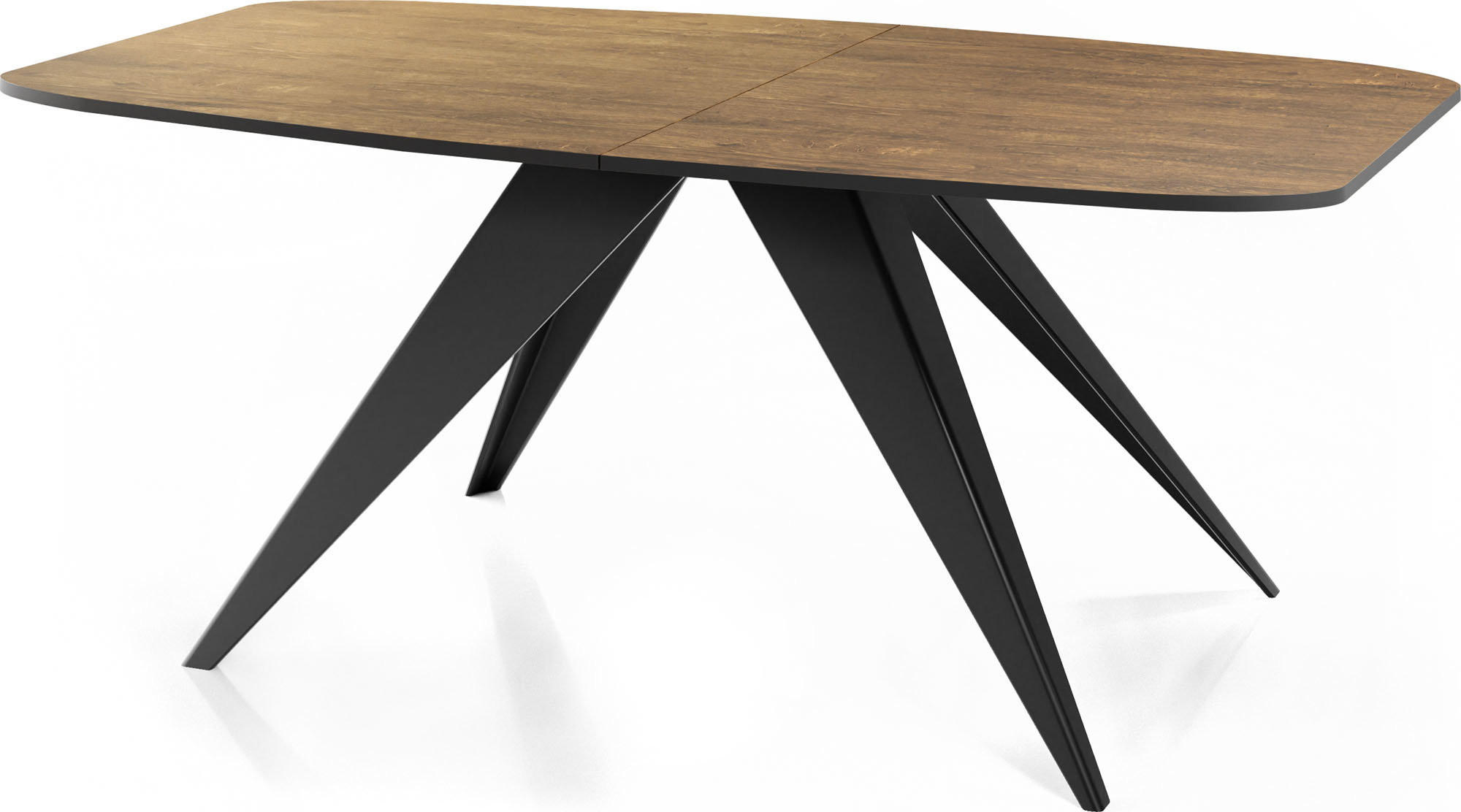 ESSTISCH Foster rechteckig ausziehbar, Lefkas Eiche 160-198/80/76 cm - Alteiche/Schwarz, Holzwerkstoff/Metall (80/200/76cm) - WFL GROUP