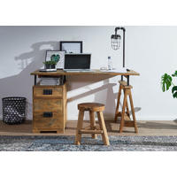 SCHREIBTISCH Mango 140x78x80 natur lackiert RAILWAY #129 - Naturfarben, Holz (78/140/80cm) - Massivmoebel24