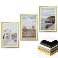 WANDBILDER 3er Set - 40x60 cm Goldrahmen - Meeresarchitektur Santorin - Goldfarben, Kunststoff (40/60cm) - ArtPrintCave