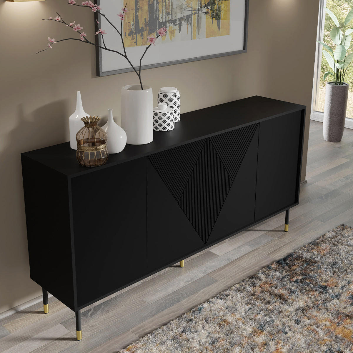 KOMODA Aglaé Črna - črna, leseni material (180/88/40cm) - Petits-meubles
