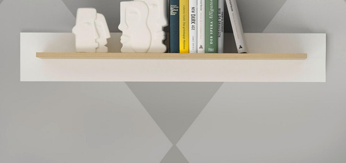 WANDBOARD weiß matt, Eiche, Wandregal 107 cm skandinavisches Design - Eichefarben/Weiß, Holzwerkstoff (107/19/17cm) - Furn.Design