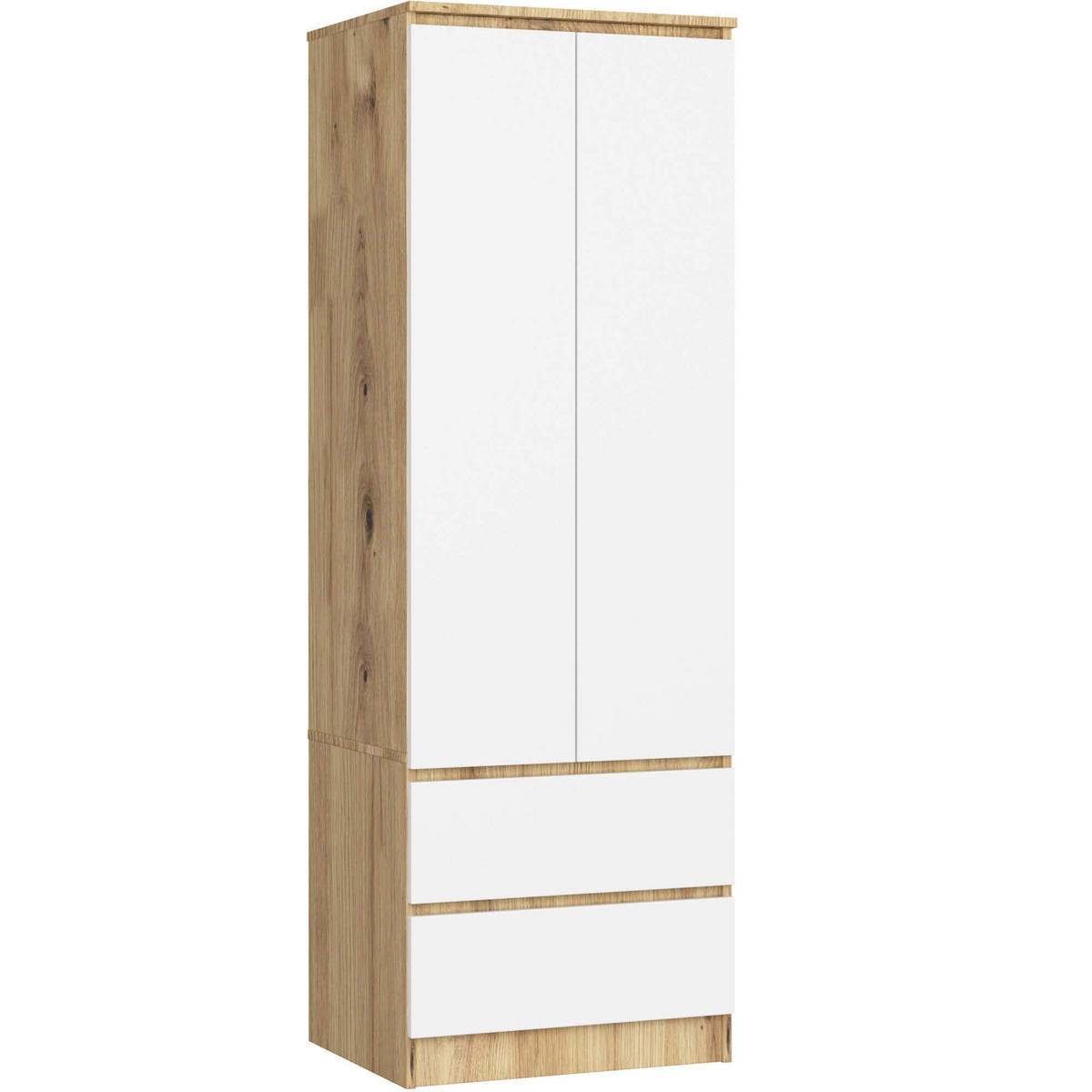 KLEIDERSCHRANK Eiche Artisan, Weiß 180/60/51 - Eiche Artisan/Weiß, Holzwerkstoff (60/180/51cm) - RAUMHIRSCH FURNITURE