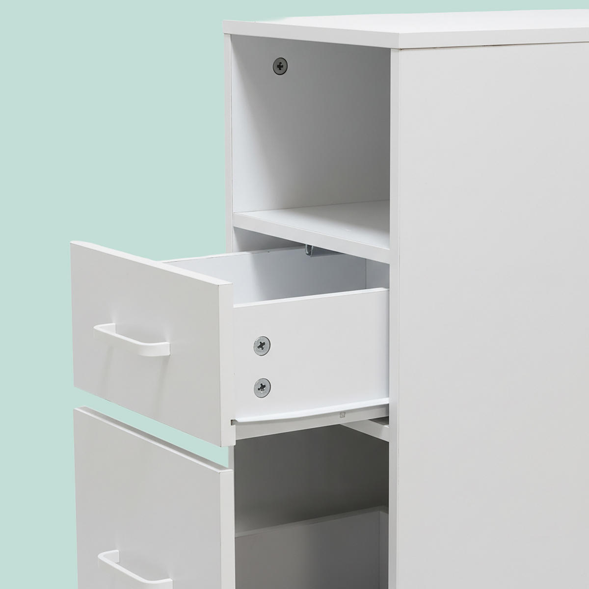 ROLLCONTAINER Weiß mit Rollen 2 Schubladen - Weiß, Holzwerkstoff/Kunststoff (30/65/60cm) - Relaxdays