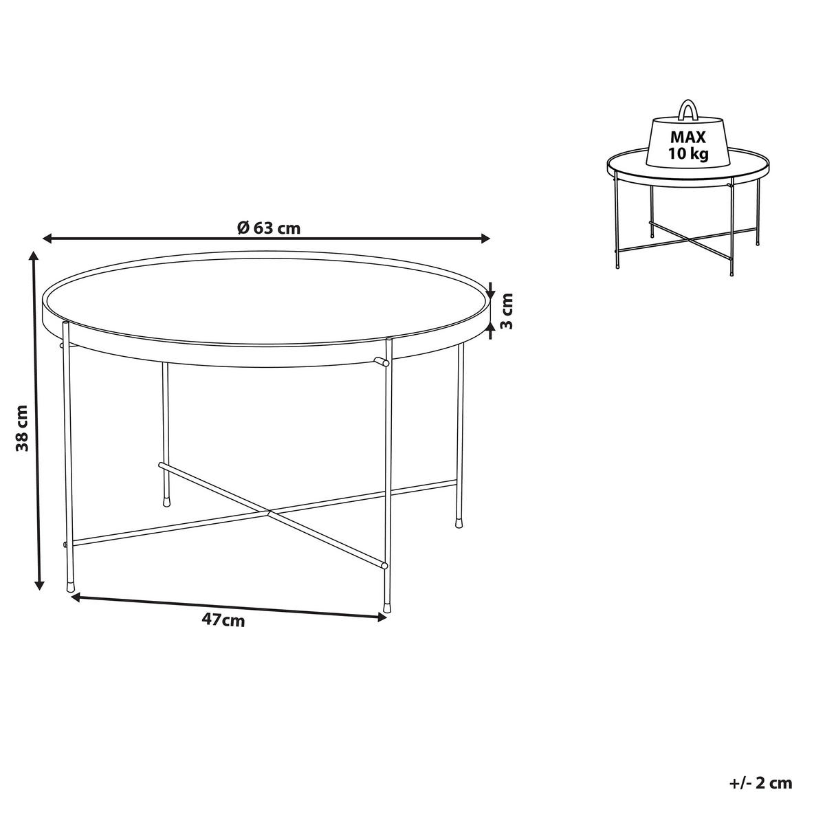 COUCHTISCH Glass chwarz/silber 63cm Lucea - Silberfarben/Schwarz, Metall (63/63/38cm) - Beliani