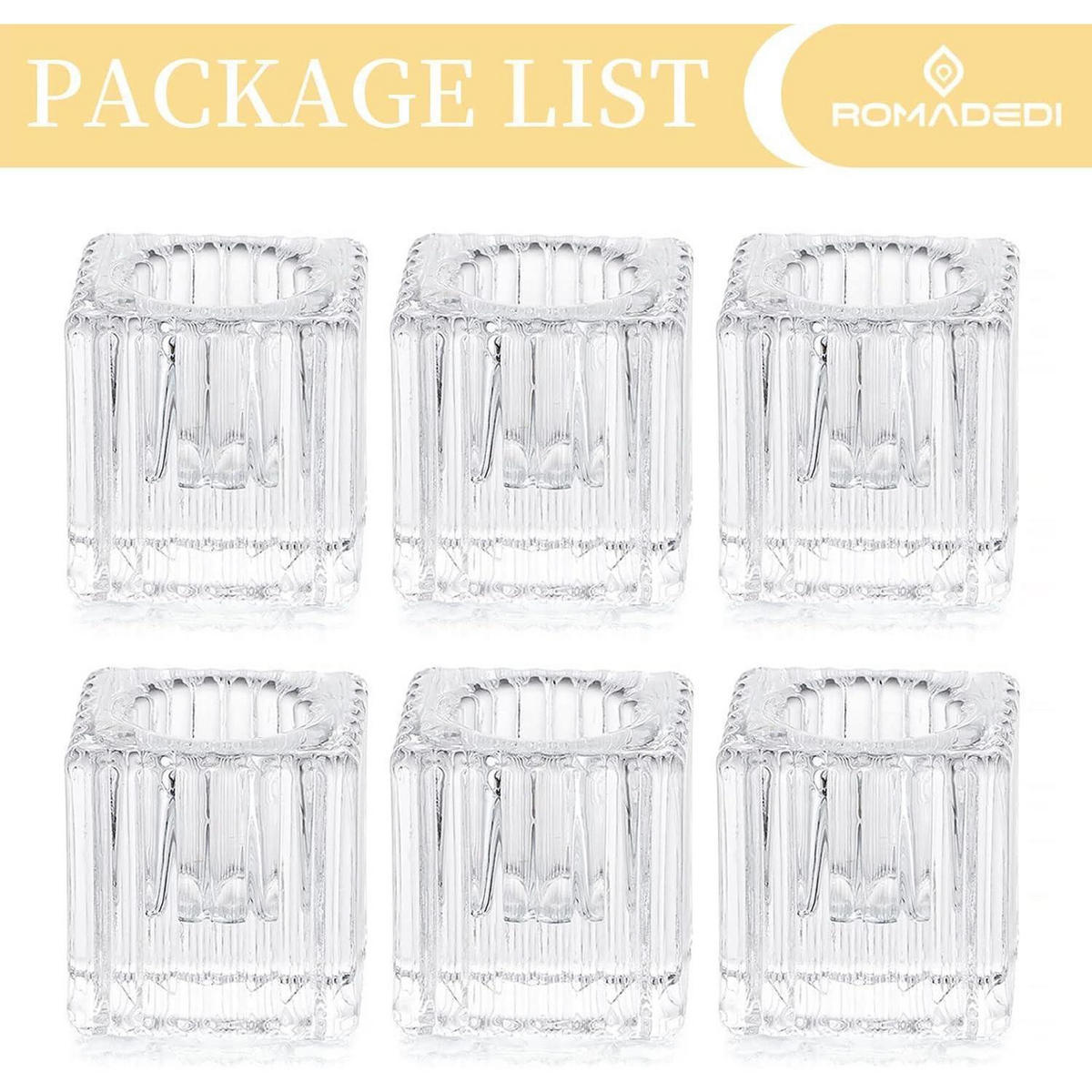 KERZENSTÄNDER 6-teiliges Set Glas Würfelform 4 cm - Transparent, Glas (4/4/4cm)