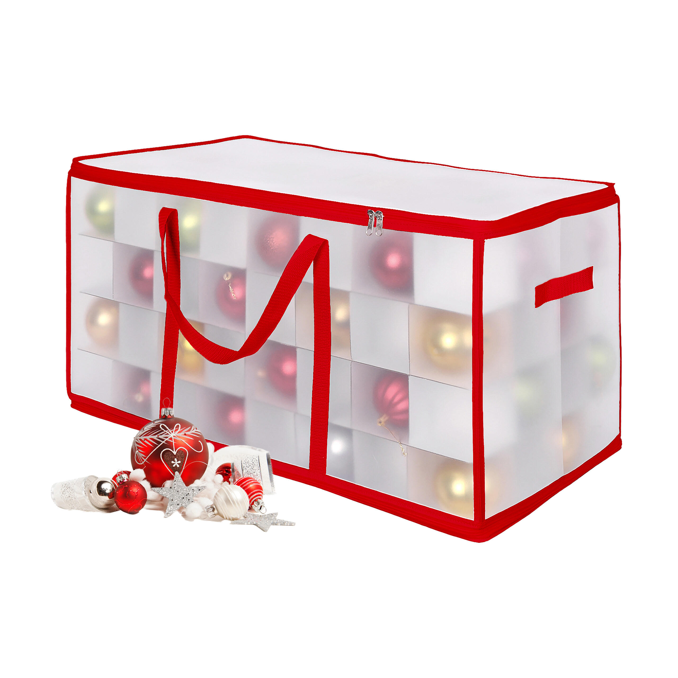 WEIHNACHTSKUGEL-AUFBEWAHRUNGSBOX - Rot, Wellpappe/Kunststoff (73/37/36cm) - Relaxdays