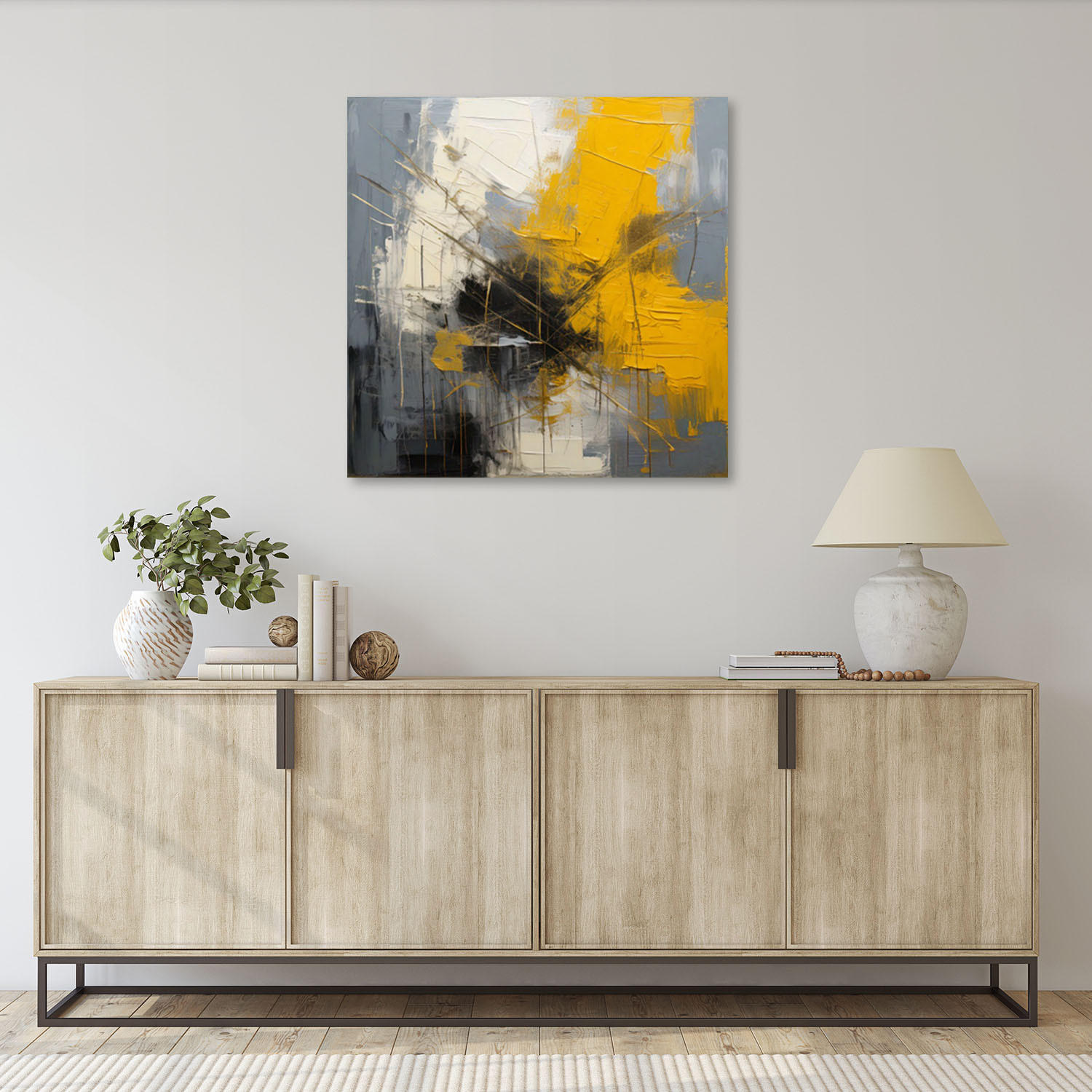 LEINWANDBILD Abstraktion Impressionismus Gold Modern 60x60cm - Goldfarben, Textil (60/60cm) - Feeby