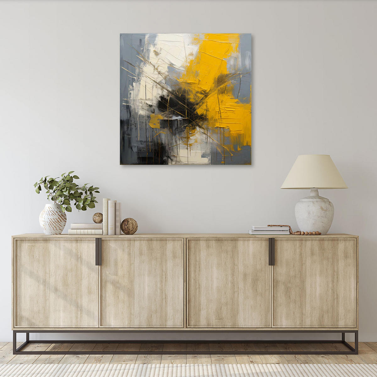 LEINWANDBILD Abstraktion Impressionismus Gold Modern 60x60cm - Goldfarben, Textil (60/60cm) - Feeby