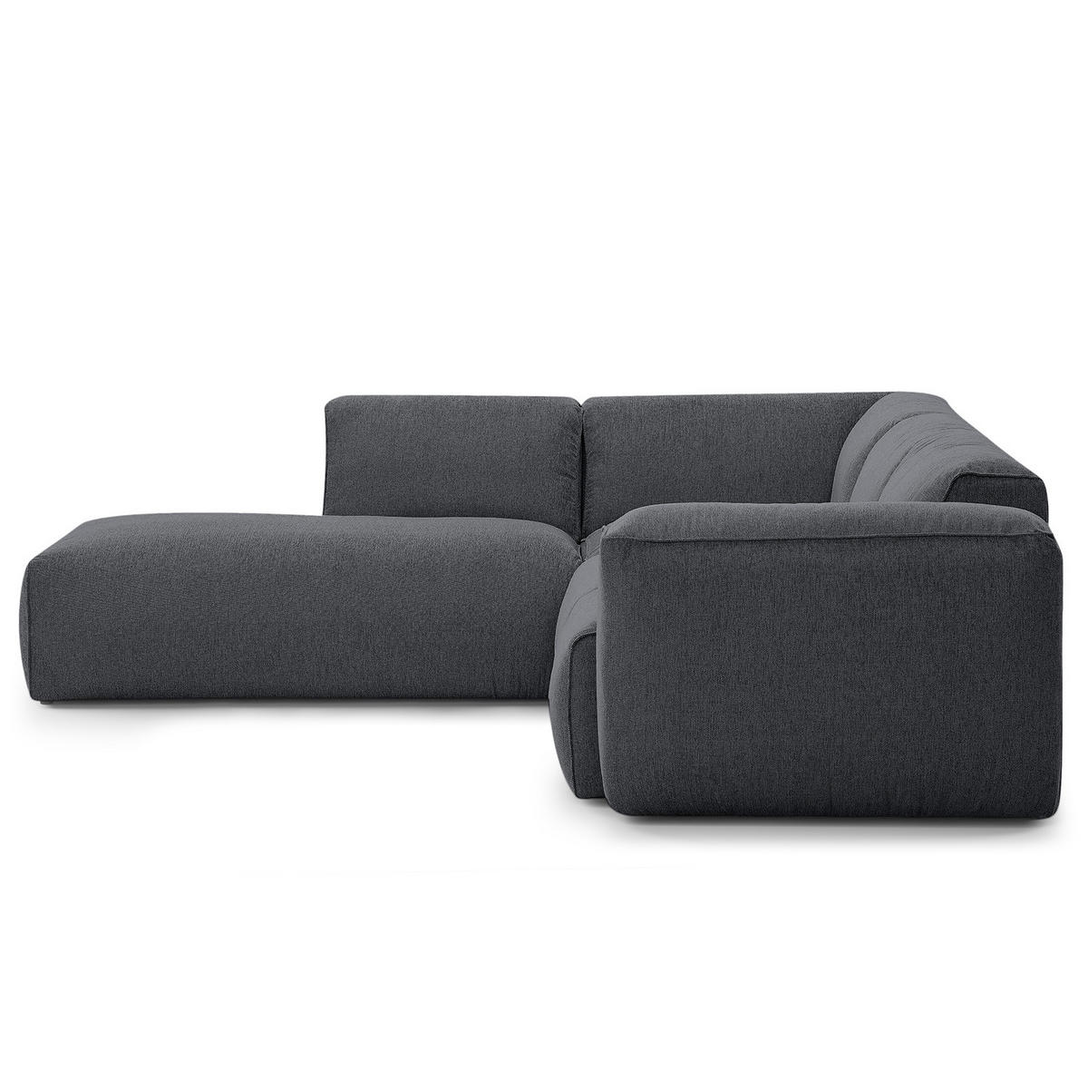 3-SITZER ECKSOFA mit Recamiere - Schwarz/Grau, Kunststoff/Textil (295/231cm) - home24