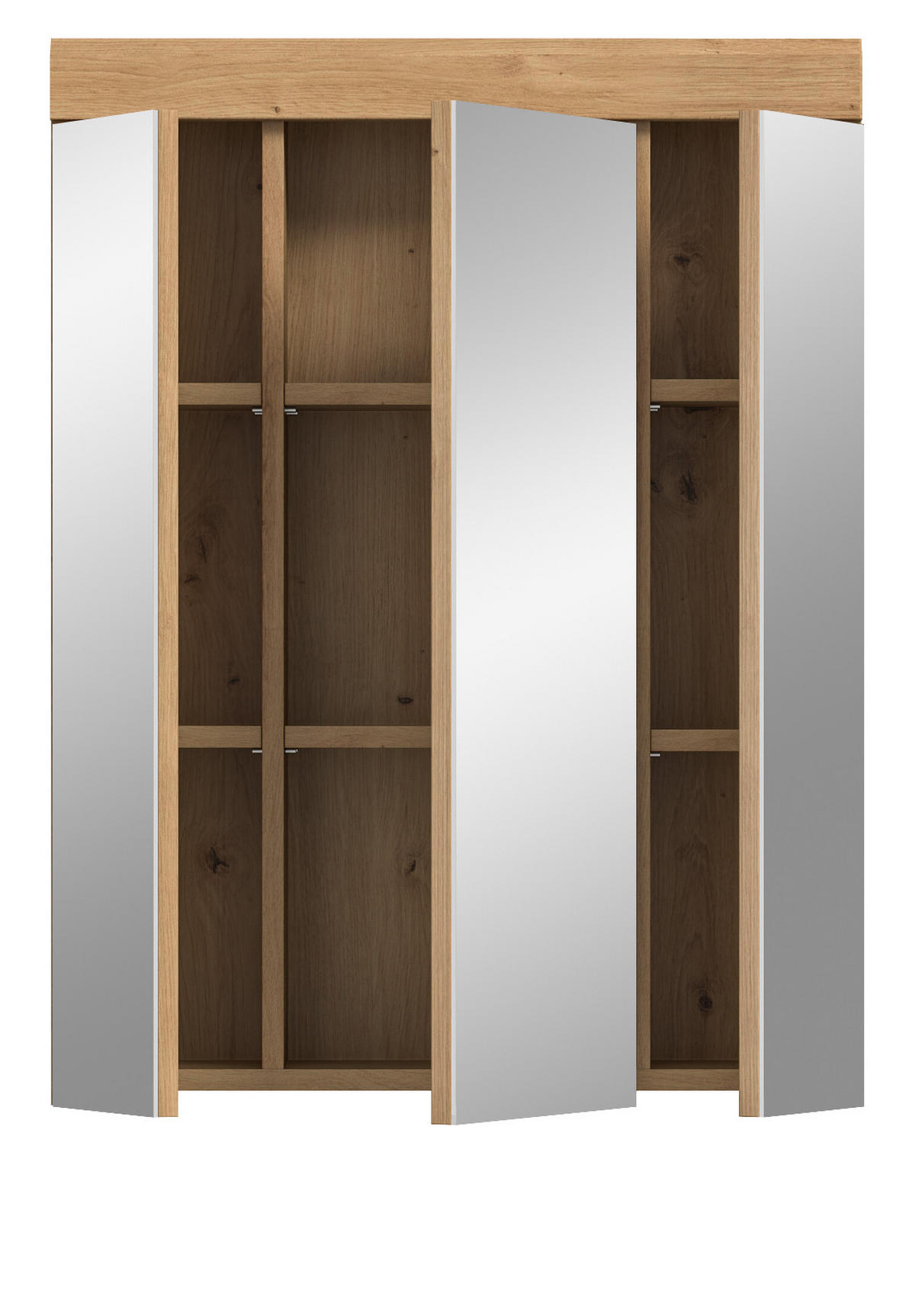 SPIEGELSCHRANK Salbei grün, Eiche Artisan 60 cm, Badschrank 3-türig - Eiche Artisan, Glas/Holzwerkstoff (60/79/18cm) - Inn.Furn