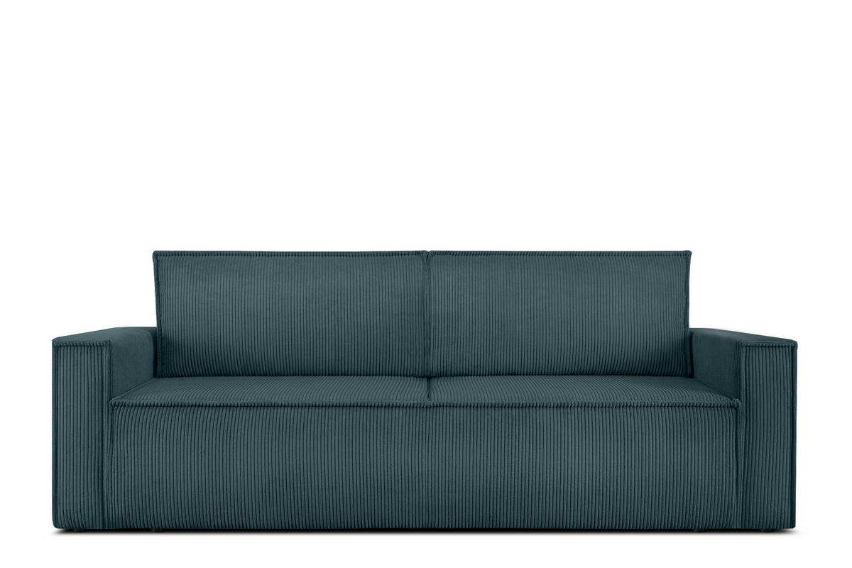 SCHLAFSOFA NAPI in Pet Friendly Cord-Stoff, blau - Blau/Schwarz, Textil (228/89/101cm) - KONSIMO®